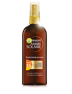 Voorkant verpakking Ambre Solaire Zonneolie Spray SPF15